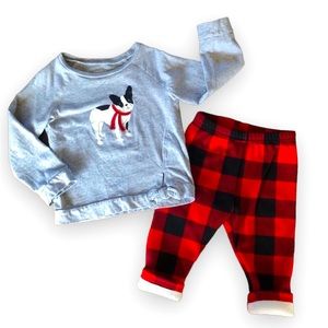 Carter’s | Toddler Buffalo Plaid Top & Fleece Lined Leggings | size 18-24M